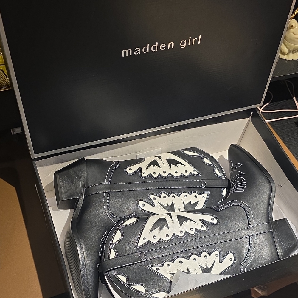 Madden Girl Kids Boots with Black and White Design